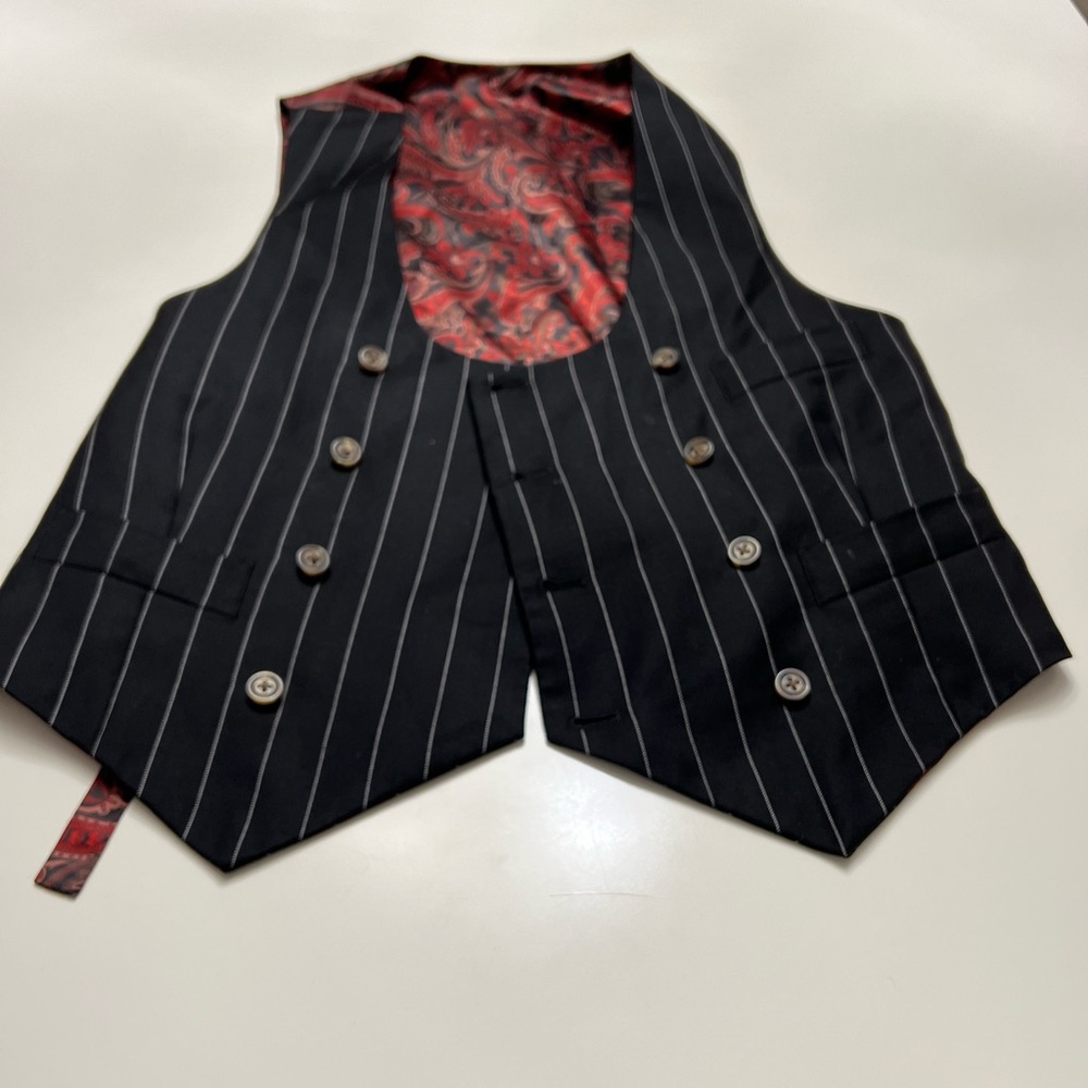 Elegant Black Pinstripe Men's Vest